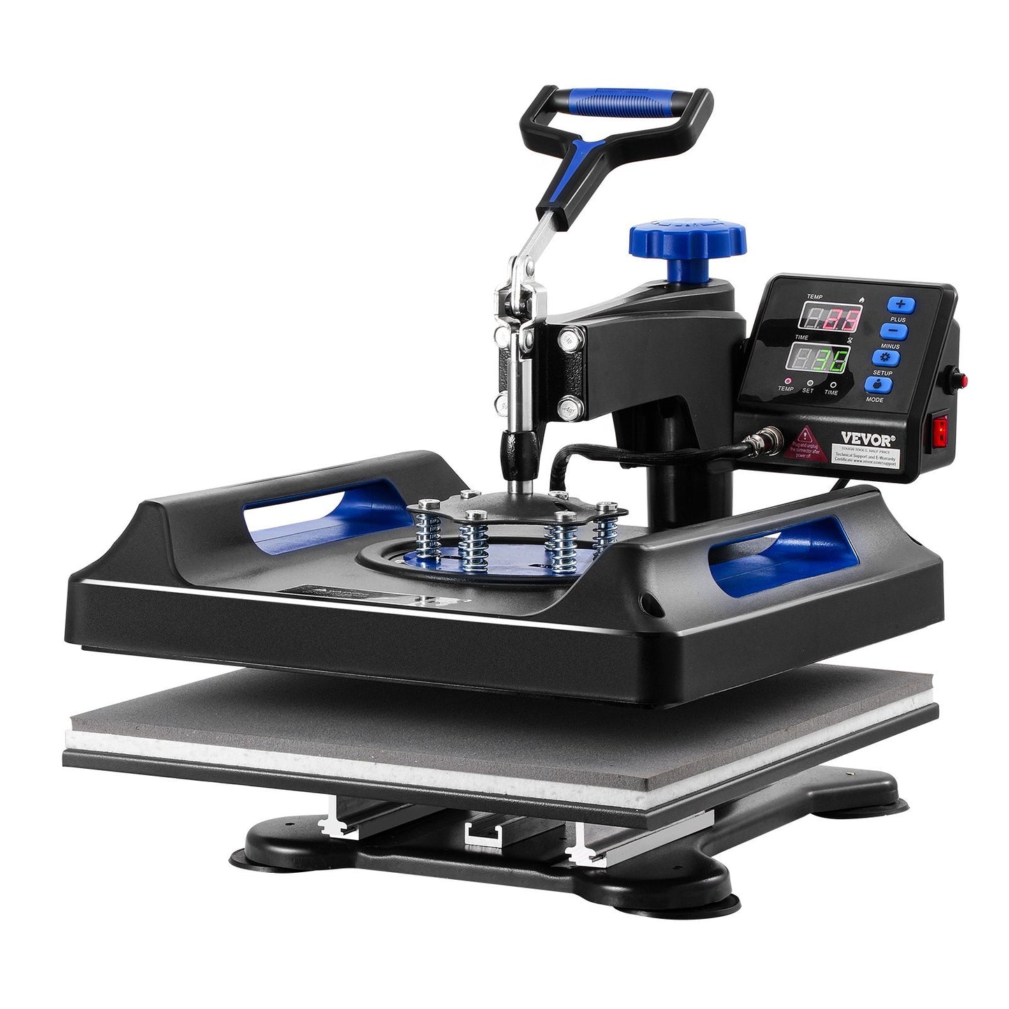 8 In 1 Heat Press Machine 15x15 In 30oz Tumbler Press T-Shirts Black Blue
