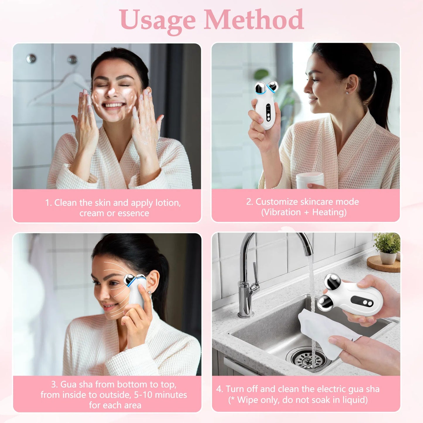 Anti Aging And Wrinkles Microcurrent Facial Device, Boost Skin Care Products Absorption - White