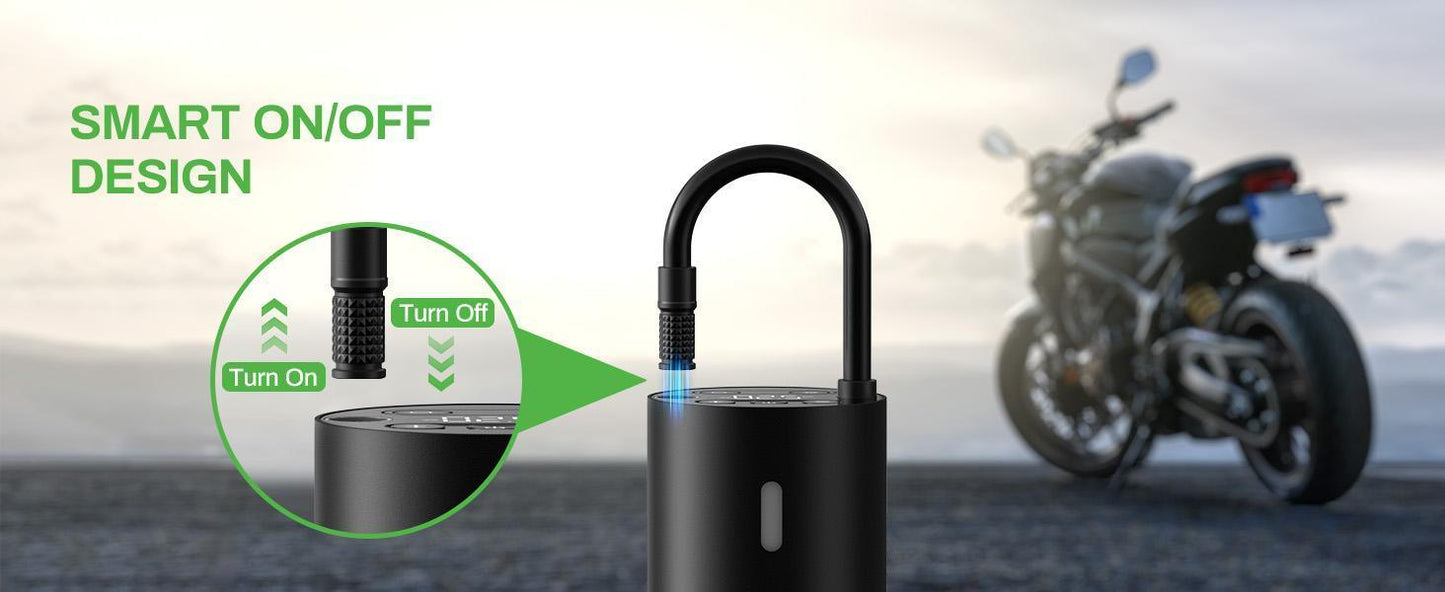 AMPBANK AT004 Smart Portable Tire Air Pump For Cars, Motorcycles, Bicycles And Balls With Pressure Gauge And LED Screen For Fast Inflation