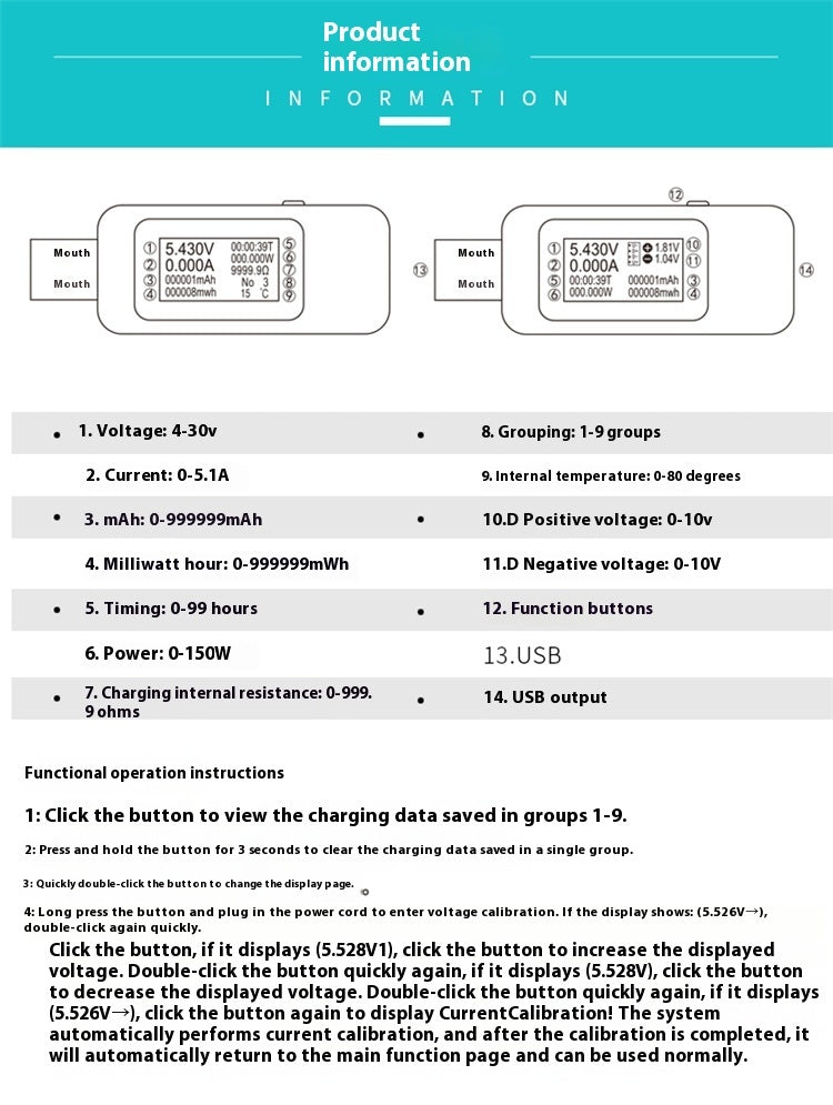 Charger MX18 USB Tester Color Screen Usb Tester